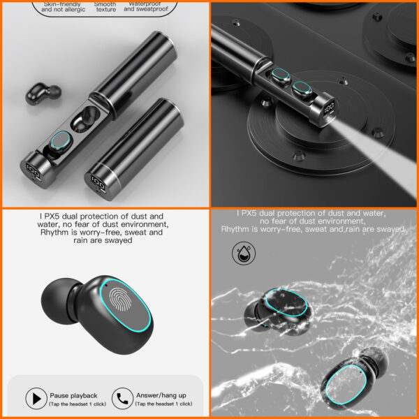 rtretr1 Wireless Bluetooth headphones N21 TWS with Power Display and Flashlight Waterproof